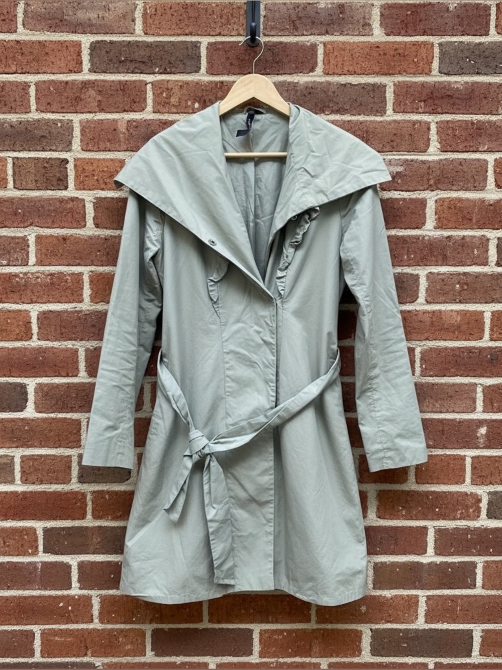 Xntrik Khaki Ruffle Trench Coat Size M